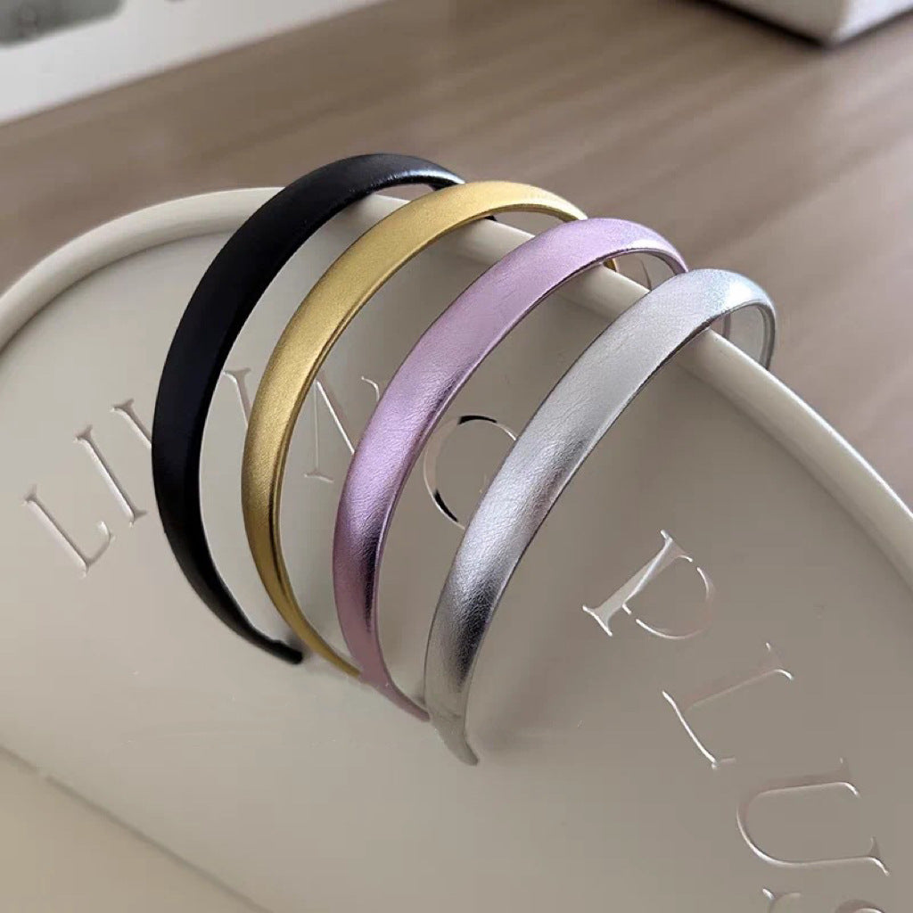 Silver Shiny Surface Slim Hair Hoop Women