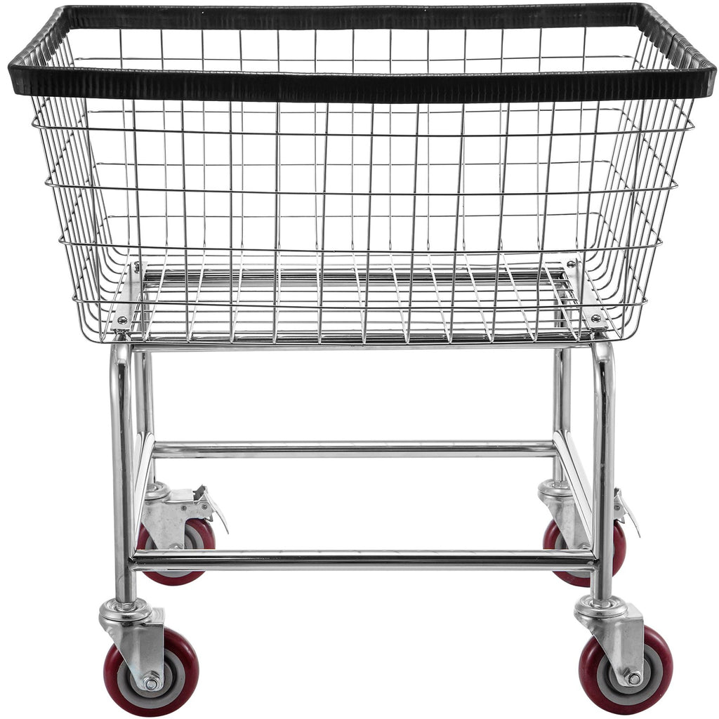 Wire Laundry Cart, 2.5 Bushel Wire Laundry Basket With Wheels,  Commercial Wire Laundry Basket Cart, Steel Frame With Chrome Finish, 4inch Casters, Wire Basket Cart For Laundry